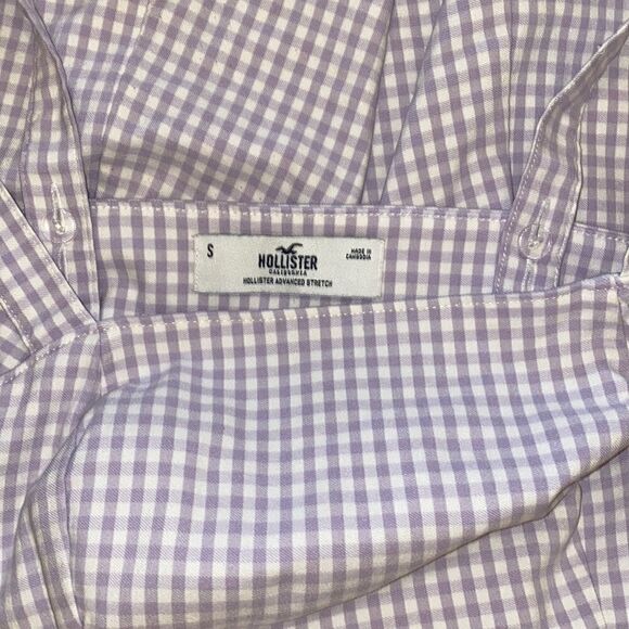 Hollister Women’s Dress Purple Gingham Stretch Slit Square Neck small S - Picture 5 of 5